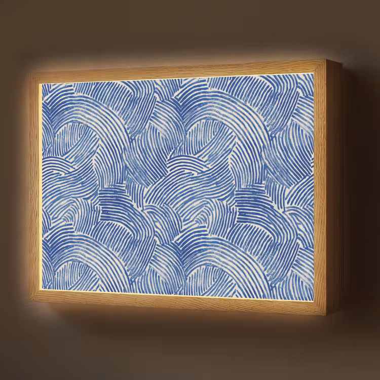 Modern - Abstract - Blauw Light Box met batterij (Wandlamp) middel 907 -z3d_website
