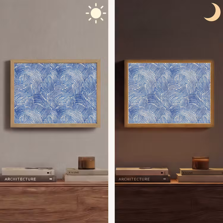 Modern - Abstract - Blauw Light Box met batterij (Wandlamp) middel 907 -sfeer3