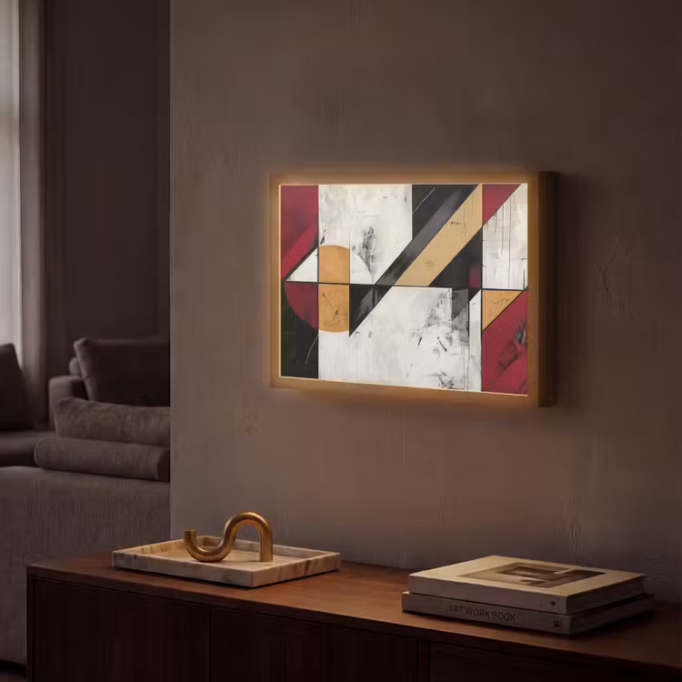 Modern - Abstract - Geometrisch - Rood - Industrieel Light Box met batterij (Wandlamp) middel -sfeer1