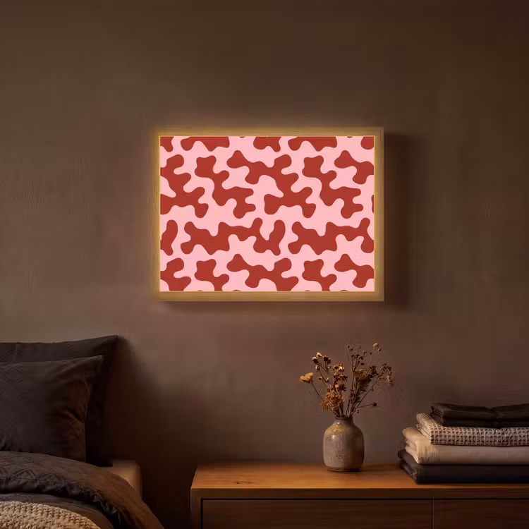 Modern - Abstract - Rood Light Box met batterij (Wandlamp) middel 907 -sfeer4