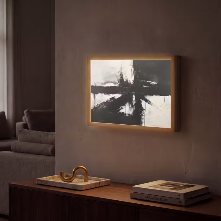 Modern - Zwart wit - Abstract - Kunst Light Box met batterij (Wandlamp) middel -sfeer1