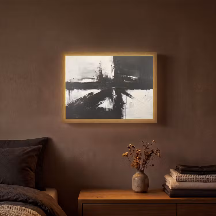 Modern - Zwart wit - Abstract - Kunst Light Box met batterij (Wandlamp) middel -sfeer4