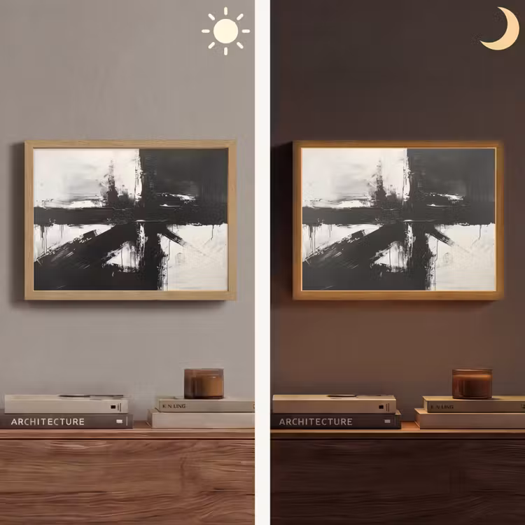 Modern - Zwart wit - Abstract - Kunst Light Box met batterij (Wandlamp) middel -sfeer3