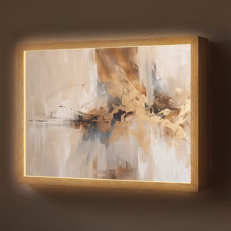 Modern - Bruin - Abstract - Beige Light Box met batterij (Wandlamp) middel -z3d_website
