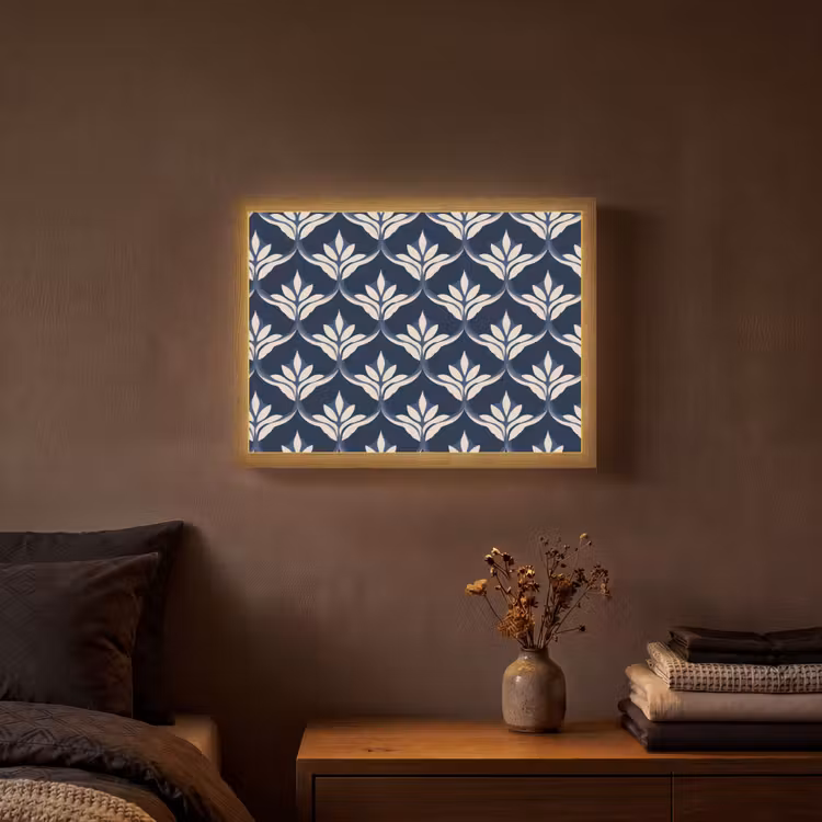 Modern - Ontwerp - Blauw Light Box met batterij (Wandlamp) middel 907 -sfeer4