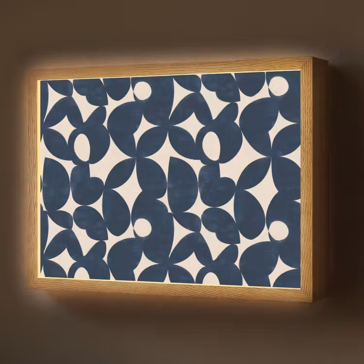 Modern - Geometrisch - Blauw Light Box met batterij (Wandlamp) middel 907 -z3d_website