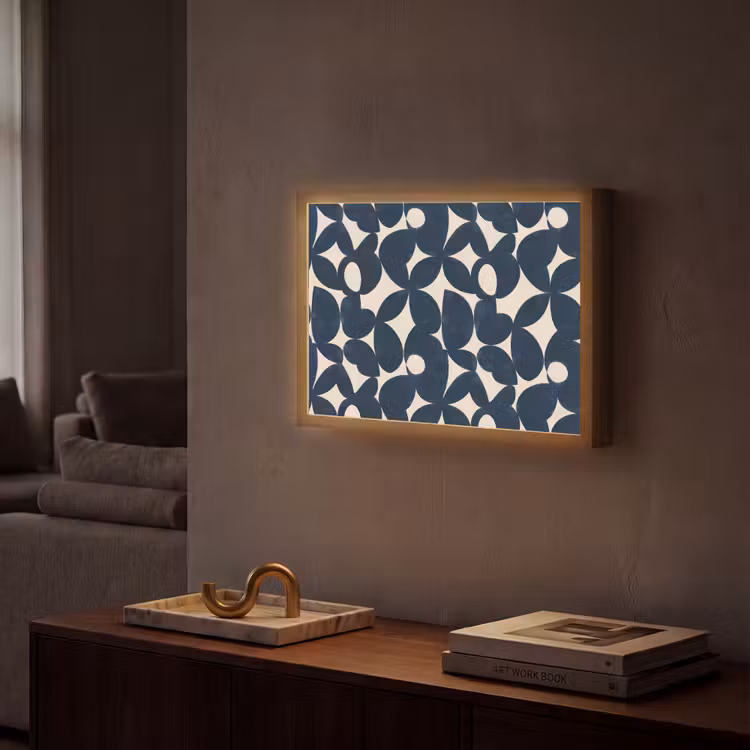 Modern - Geometrisch - Blauw Light Box met batterij (Wandlamp) middel 907 -sfeer1