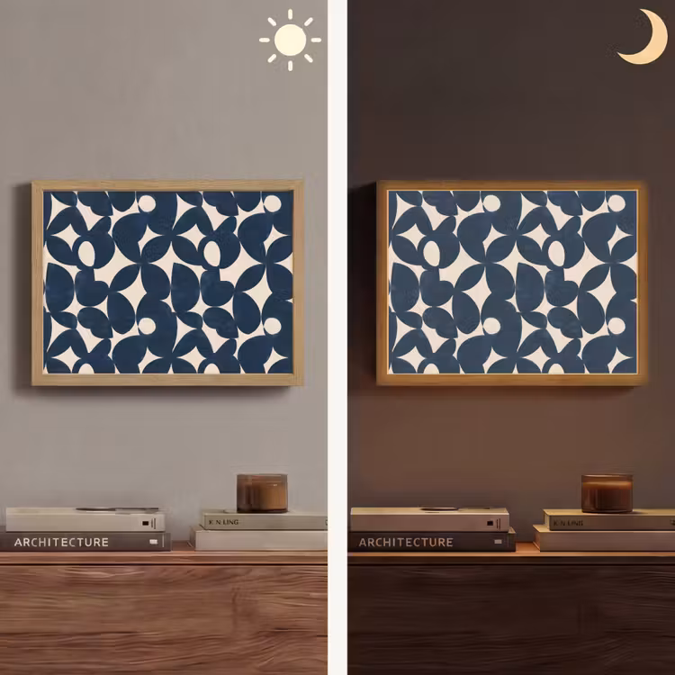 Modern - Geometrisch - Blauw Light Box met batterij (Wandlamp) middel 907 -sfeer3