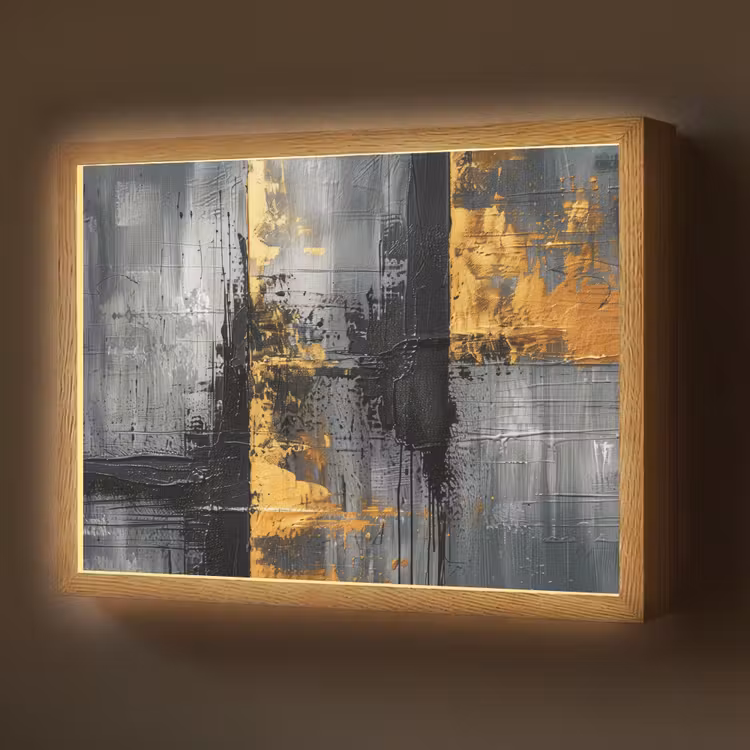Modern - Goud - Grijs - Patroon Light Box met batterij (Wandlamp) middel -z3d_website