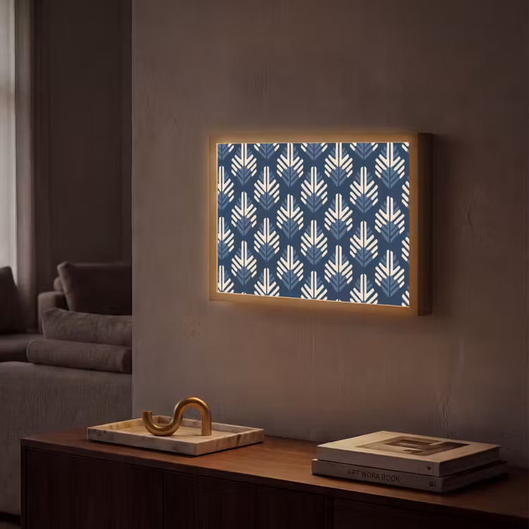 Modern - Patroon - Blauw Light Box met batterij (Wandlamp) middel 907 -sfeer1