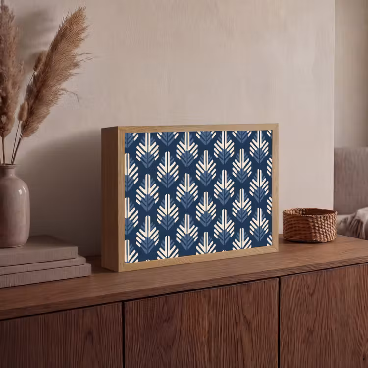 Modern - Patroon - Blauw Light Box met batterij (Wandlamp) middel 907 -sfeer2