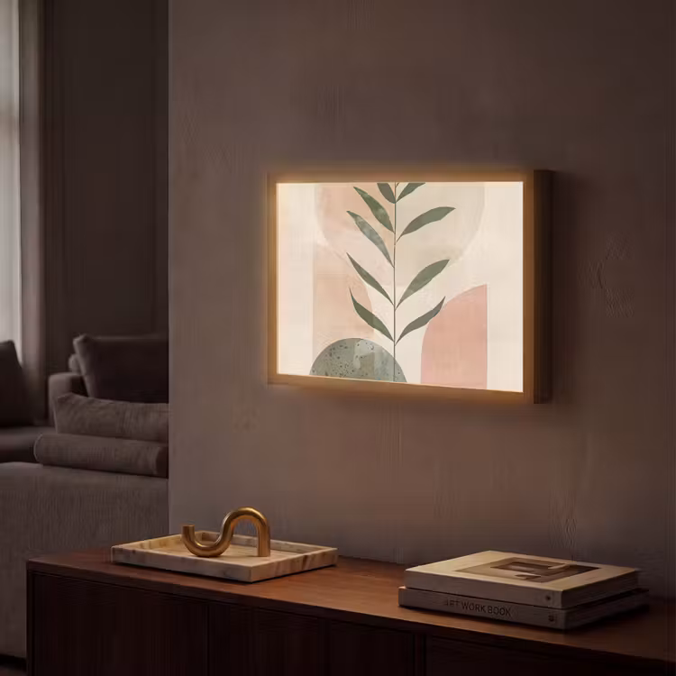 Modern - Roze - Groen - Natuur - Aesthetic Light Box met batterij (Wandlamp) middel -sfeer1