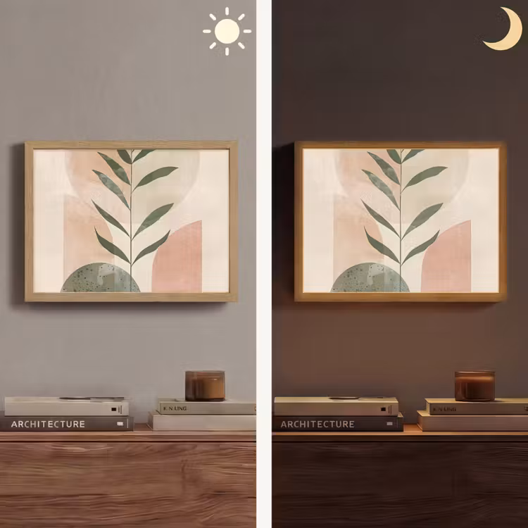 Modern - Roze - Groen - Natuur - Aesthetic Light Box met batterij (Wandlamp) middel -sfeer3