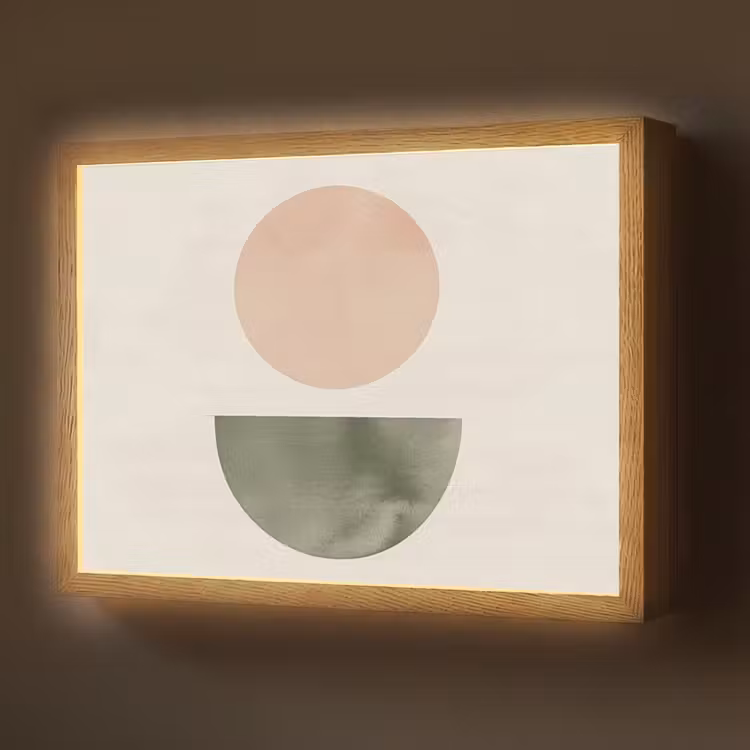 Modern - Roze - Groen - Natuur - Geometrisch - Vormen Light Box met batterij (Wandlamp) middel -z3d_website