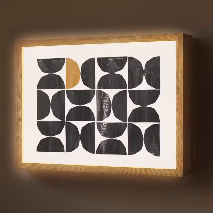 Modern - Halve cirkel - Goud - Zwart Light Box met batterij (Wandlamp) middel -z3d_website