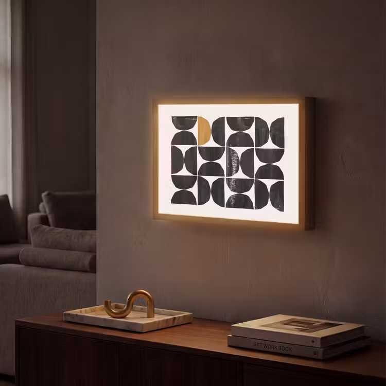Modern - Halve cirkel - Goud - Zwart Light Box met batterij (Wandlamp) middel -sfeer1