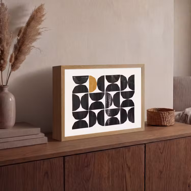 Modern - Halve cirkel - Goud - Zwart Light Box met batterij (Wandlamp) middel -sfeer2