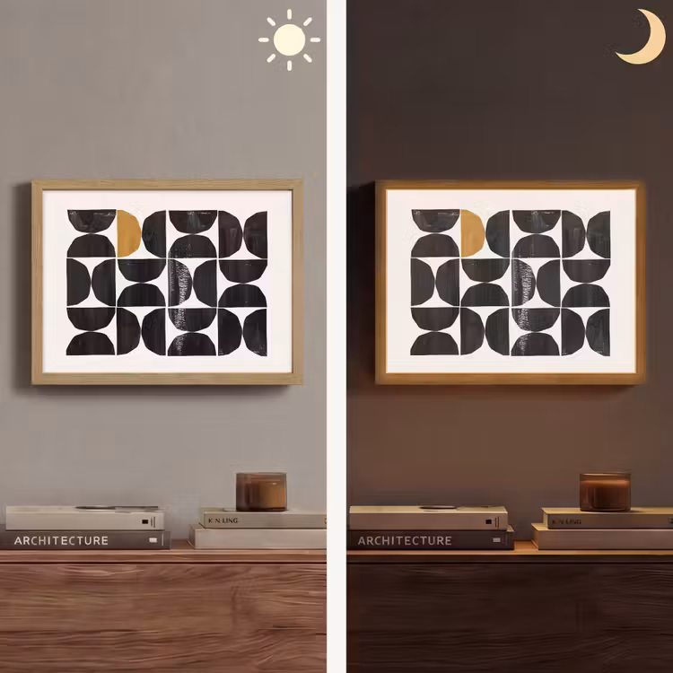 Modern - Halve cirkel - Goud - Zwart Light Box met batterij (Wandlamp) middel -sfeer3