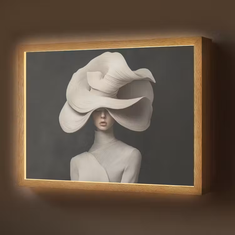 Modern - Vrouw - Hoed Light Box met batterij (Wandlamp) middel -z3d_website