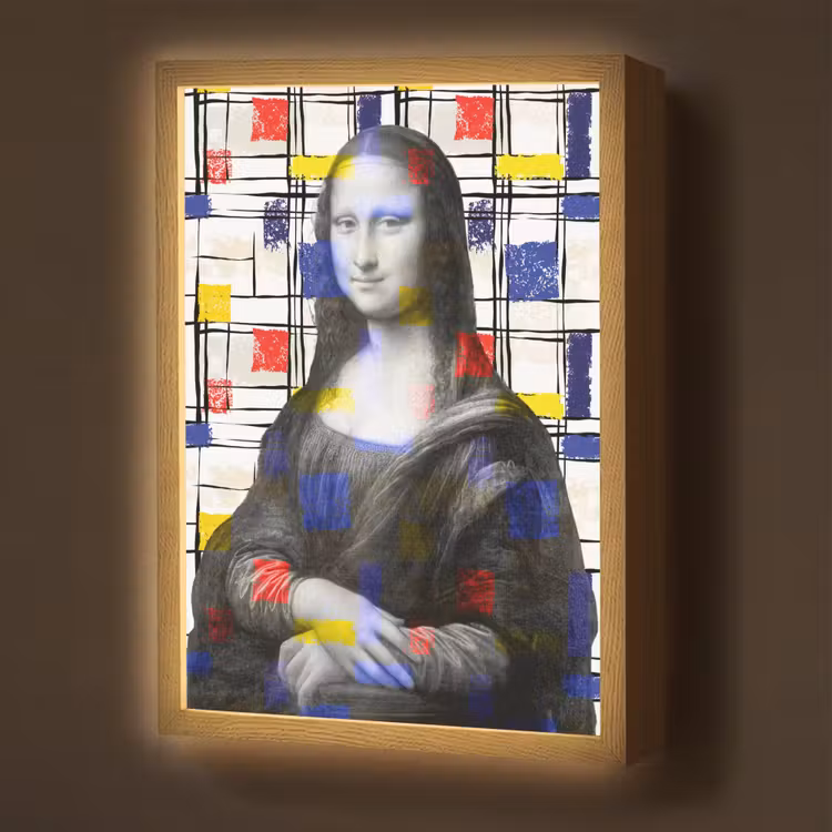 Mona Lisa - Mondriaan - Oude Meesters Light Box met batterij (Wandlamp) middel -z3d_website