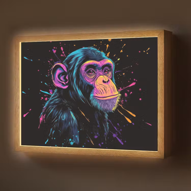 Aap - Verf - Neon - Kleur Light Box met batterij (Wandlamp) middel -z3d_website