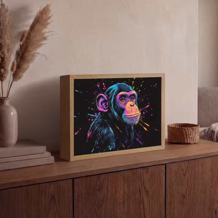 Aap - Verf - Neon - Kleur Light Box met batterij (Wandlamp) middel -sfeer2