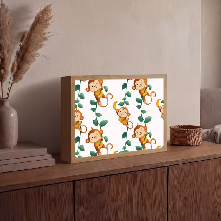 Apen - Lianen - Kleurrijk Light Box met batterij (Wandlamp) middel 907 -sfeer2