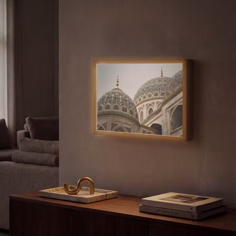 Mozaïekkoepels - Gouden spitsen - Islamitisch Light Box met batterij (Wandlamp) middel -sfeer1