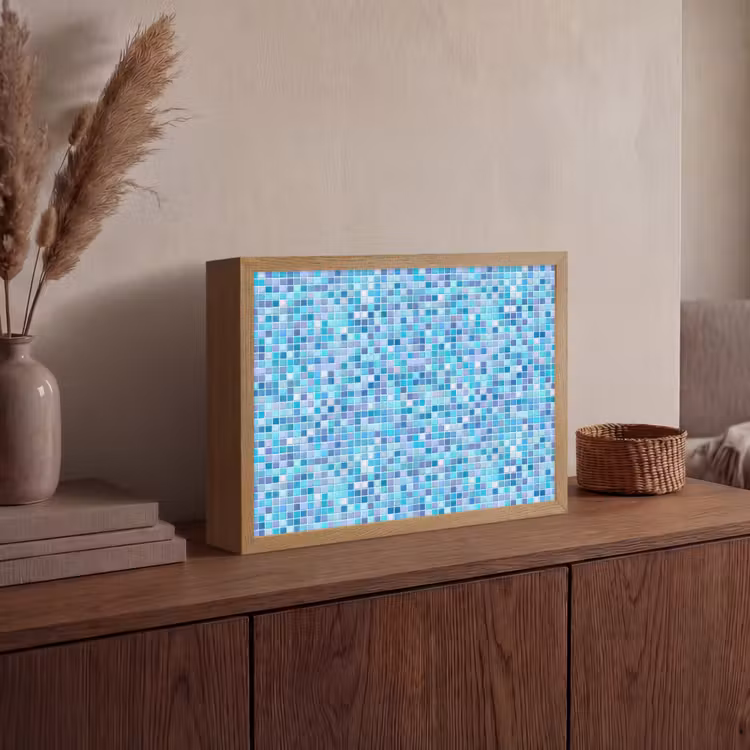 Mozaïek - Patroon - Turquoise Light Box met batterij (Wandlamp) middel 907 -sfeer2