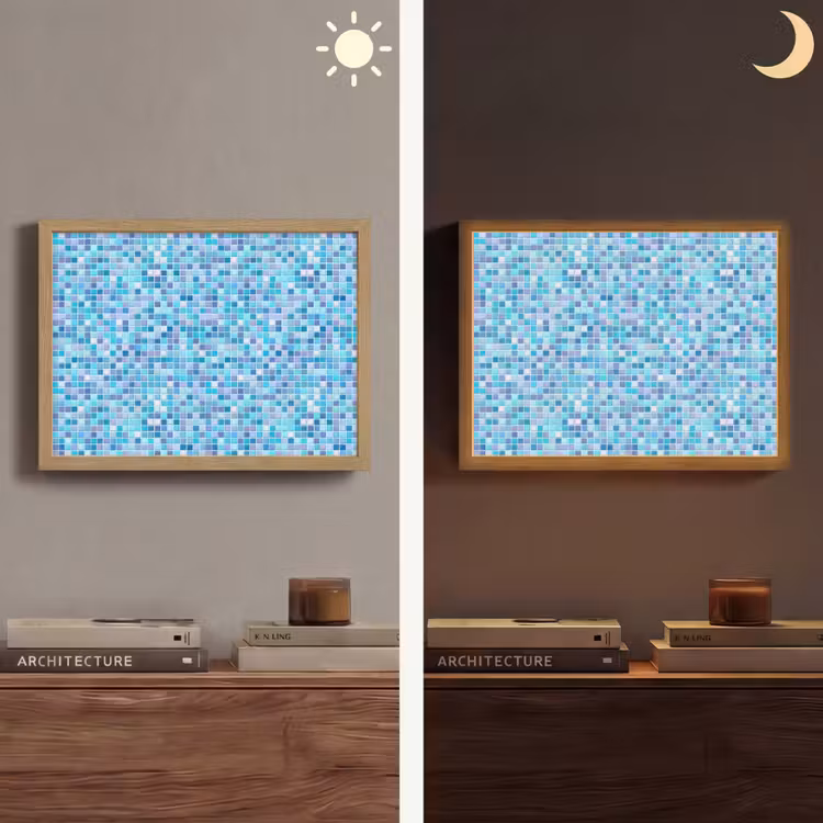 Mozaïek - Patroon - Turquoise Light Box met batterij (Wandlamp) middel 907 -sfeer3
