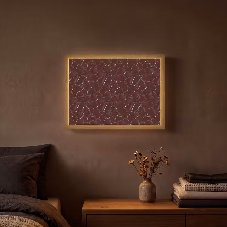 Mozaïek - Tegel - Bordeauxrood Light Box met batterij (Wandlamp) middel 907 -sfeer4