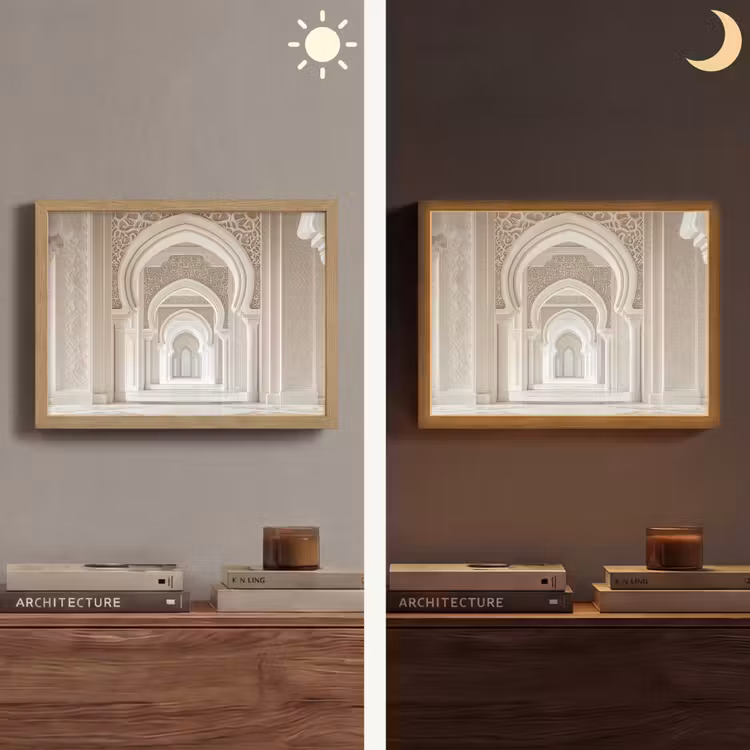 Moskee - Architectuur - Ramadan - Islamitische Light Box met batterij (Wandlamp) middel -sfeer3