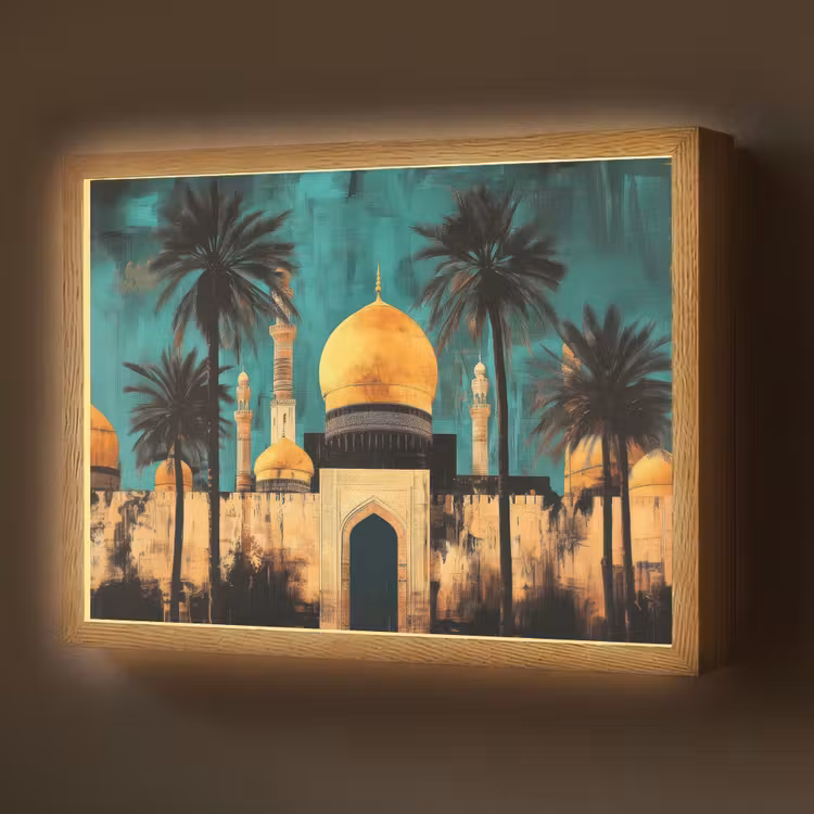 Moskee - Goud - Arabisch - Islamitische Light Box met batterij (Wandlamp) middel -z3d_website