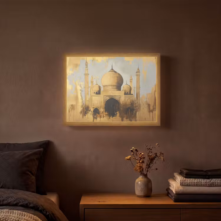 Moskee - Goud - Arabisch - Ramadan - Islamitische Light Box met batterij (Wandlamp) middel -sfeer4