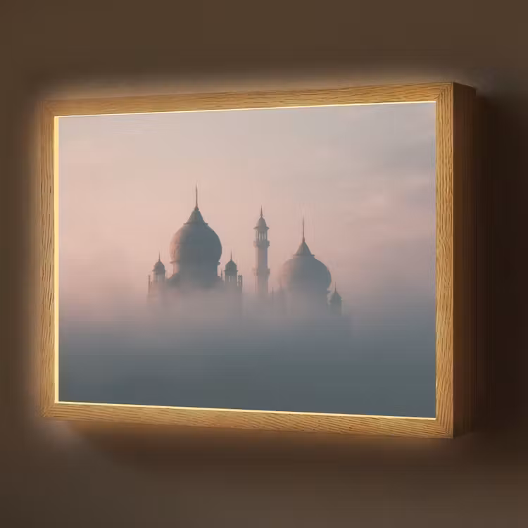 Moskee - Minaretten - mist - Islamitisch Light Box met batterij (Wandlamp) middel -z3d_website