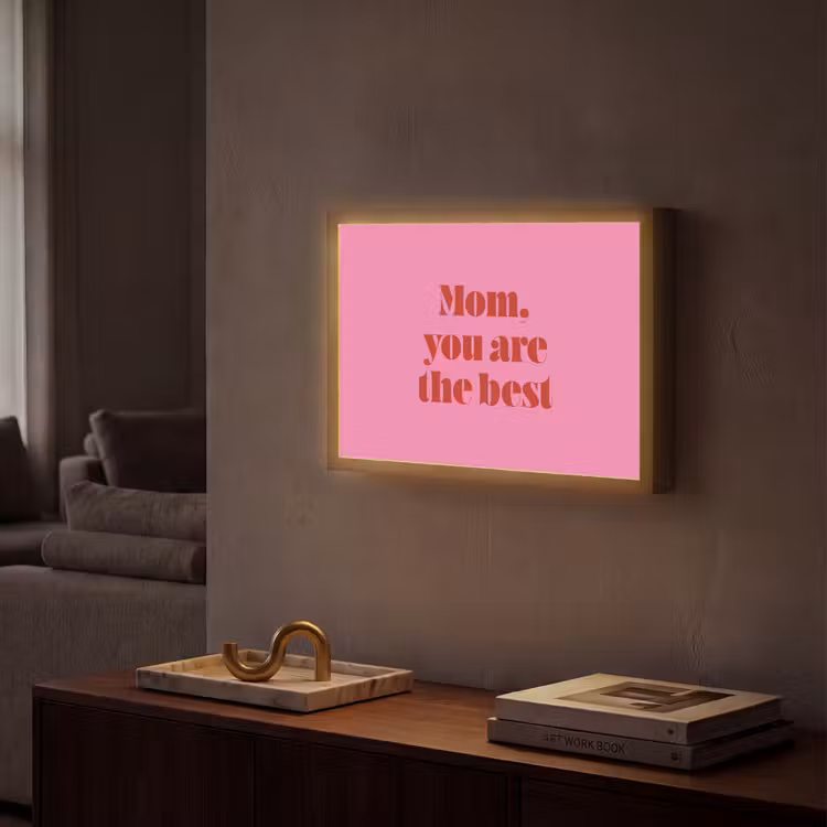 Moeder - Boodschap -Roze Light Box met batterij (Wandlamp) middel -sfeer1