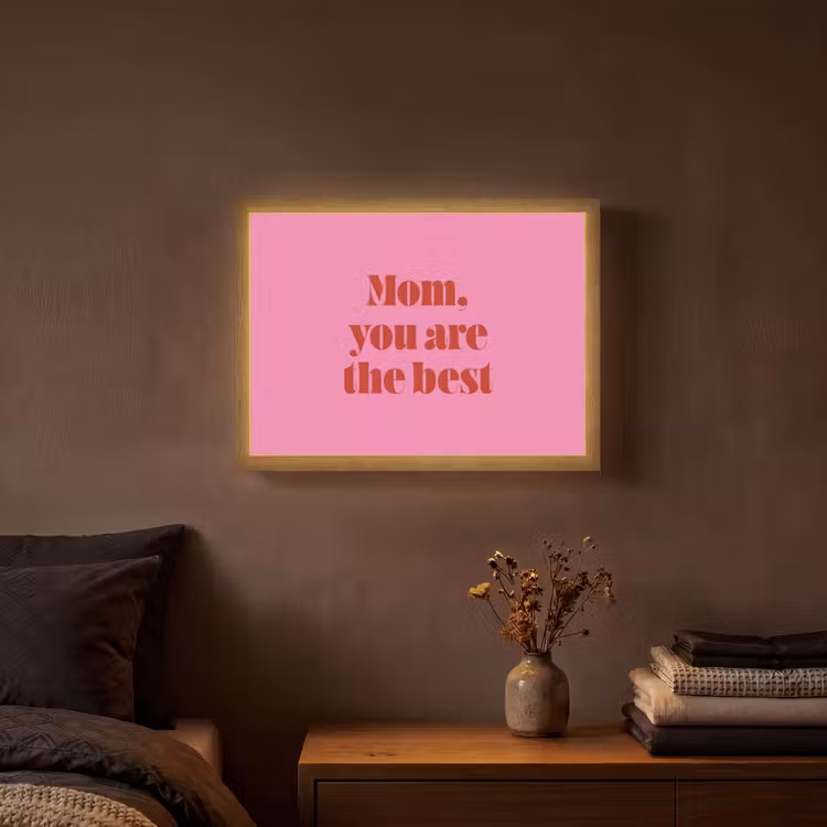 Moeder - Boodschap -Roze Light Box met batterij (Wandlamp) middel -sfeer4