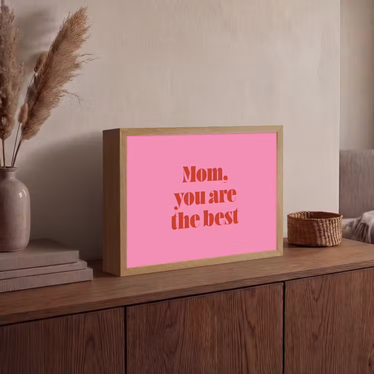Moeder - Boodschap -Roze Light Box met batterij (Wandlamp) middel -sfeer2