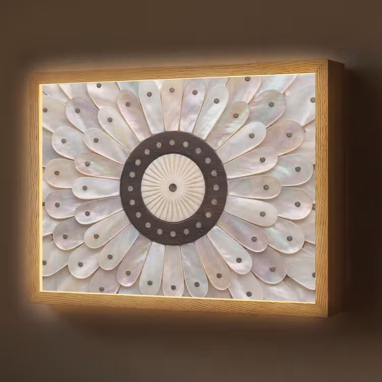 Parelmoer - Patroon - Decoratie - Ambacht - Wit Light Box met batterij (Wandlamp) middel -z3d_website