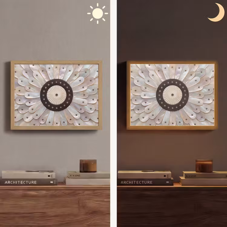 Parelmoer - Patroon - Decoratie - Ambacht - Wit Light Box met batterij (Wandlamp) middel -sfeer3