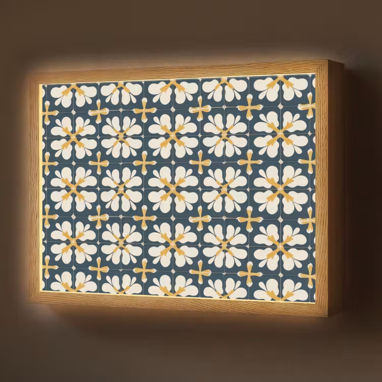 Motief - Tegel - Okergeel Light Box met batterij (Wandlamp) middel 907 -z3d_website