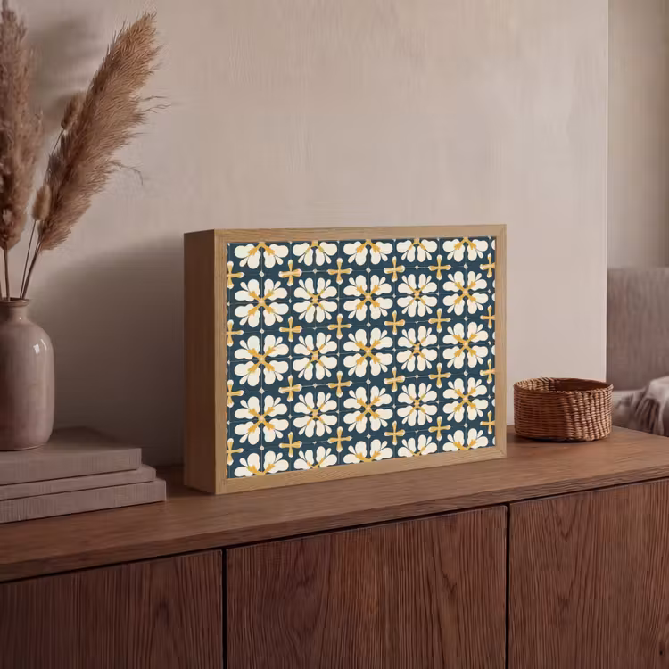 Motief - Tegel - Okergeel Light Box met batterij (Wandlamp) middel 907 -sfeer2