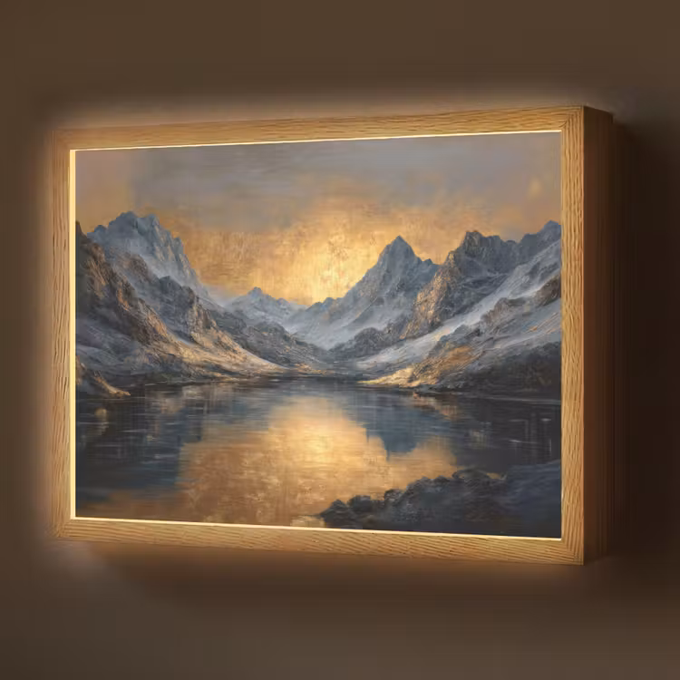 Berglandschap met Gouden Zonsondergang Light Box met batterij (Wandlamp) middel -z3d_website