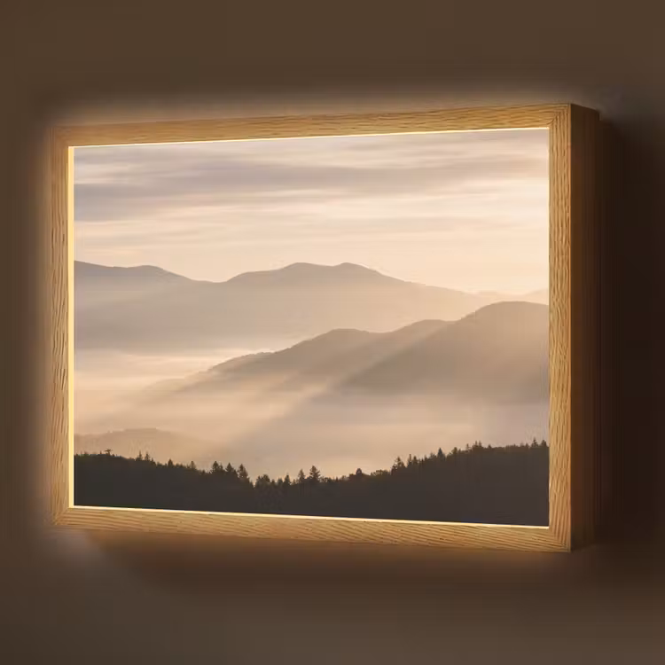 Bergen - Mist - Zonnestralen Light Box met batterij (Wandlamp) middel -z3d_website