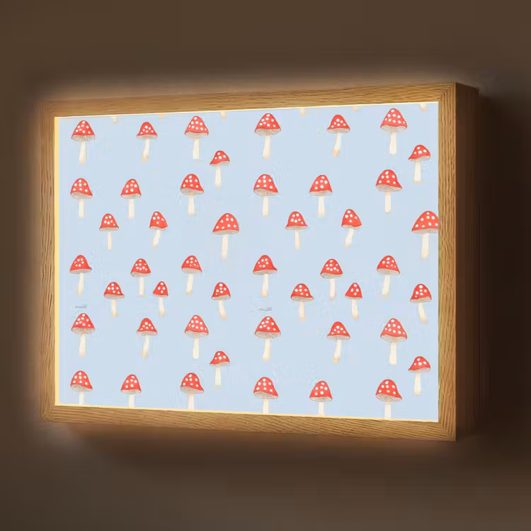 Paddenstoel -Sprookje - Blauw Light Box met batterij (Wandlamp) middel 907 -z3d_website