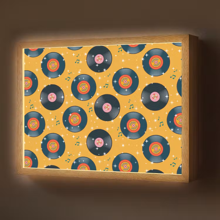 Muziek - Patroon - Geel Light Box met batterij (Wandlamp) middel 907 -z3d_website