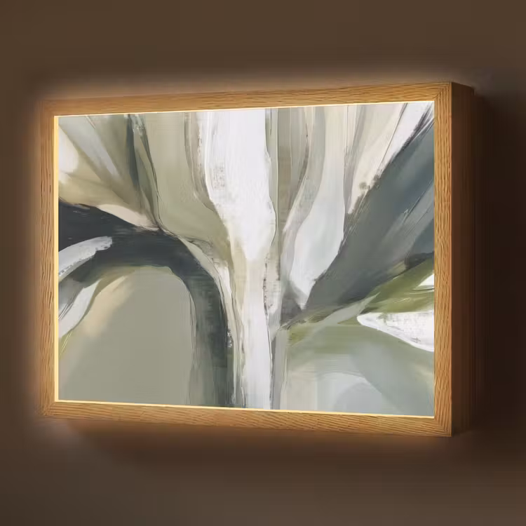 Natuur - Abstract - Groen - Penseelstreken Light Box met batterij (Wandlamp) middel -z3d_website