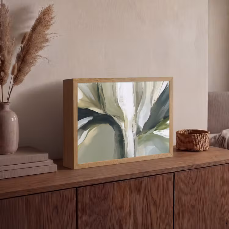Natuur - Abstract - Groen - Penseelstreken Light Box met batterij (Wandlamp) middel -sfeer2