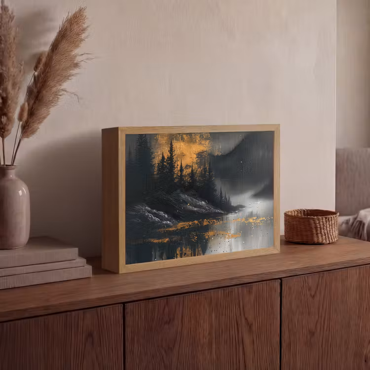 Natuur - Abstract - Landschap - Modern Light Box met batterij (Wandlamp) middel -sfeer2