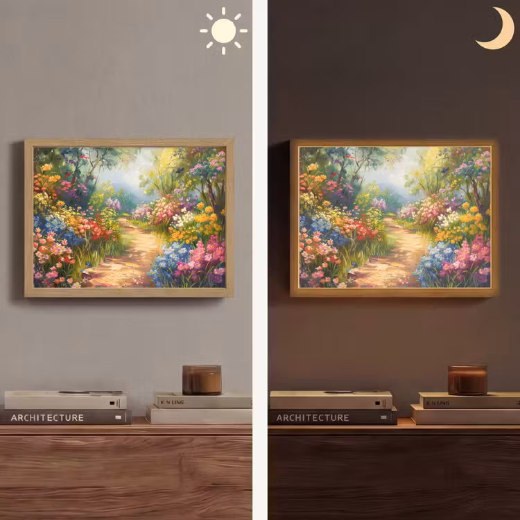 Natuur - Landschap - Bloemen - Kleurrijk Light Box met batterij (Wandlamp) middel -sfeer3